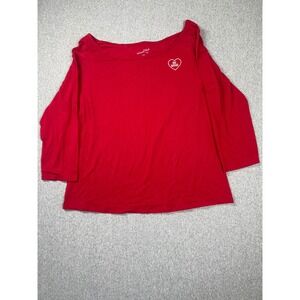 Universal Thread Top Womens XXL Red New Be Mine Heart Embroidered Long Sleeve